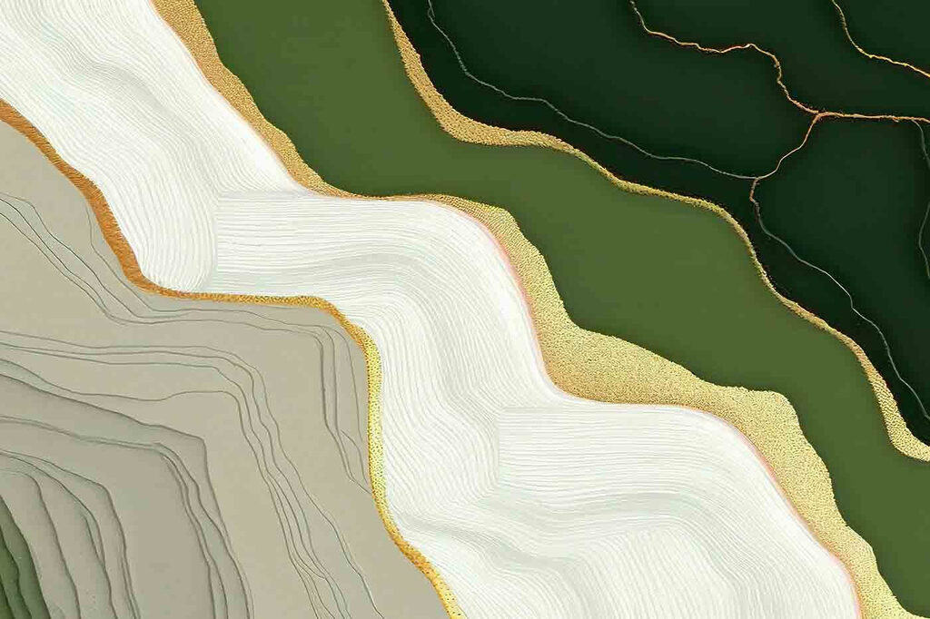 Capas verdes sobre crema — diseño completo