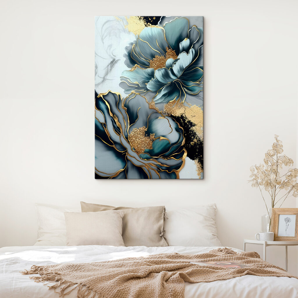 Flores azules, bordes dorados — interior 4