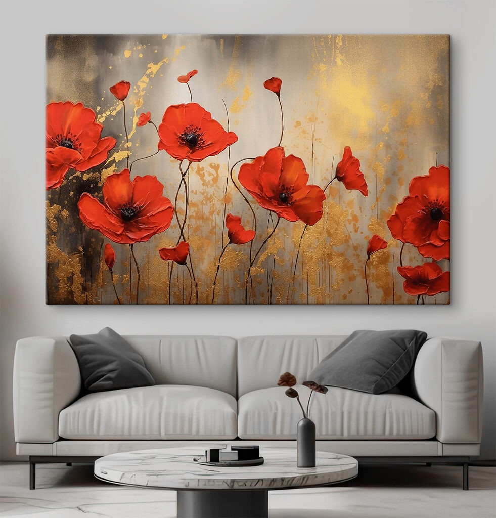 Amapolas sobre fondo dorado — interior 1