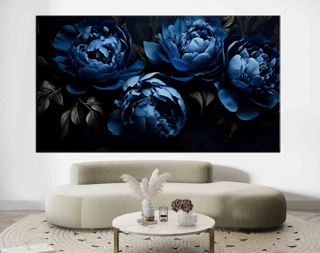 Peonías en azul noche — interior 2