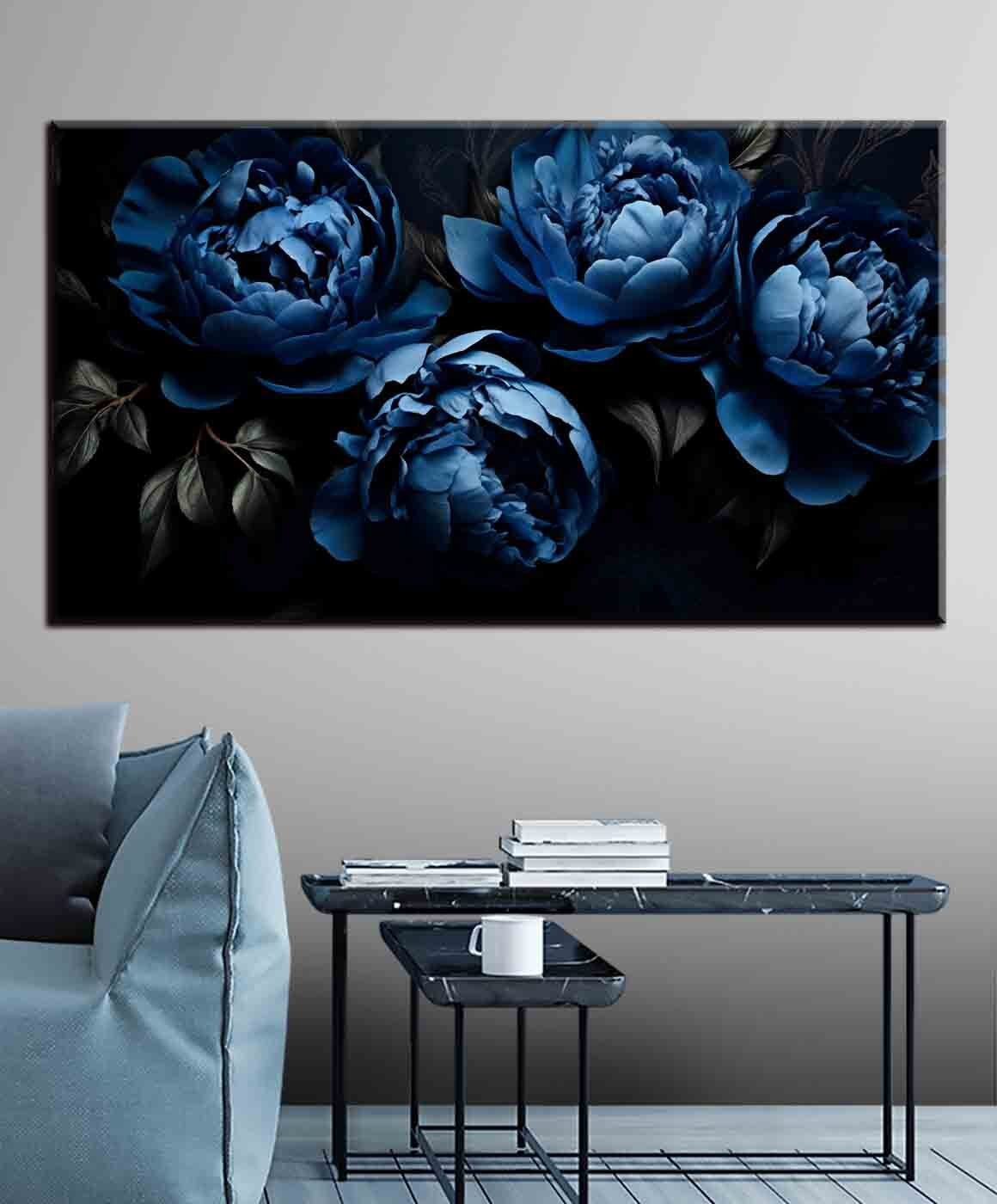 Peonías en azul noche — interior 3
