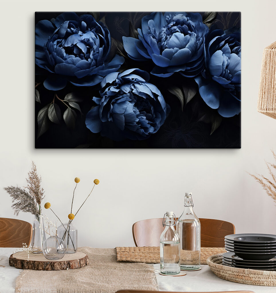 Peonías en azul noche — interior 5