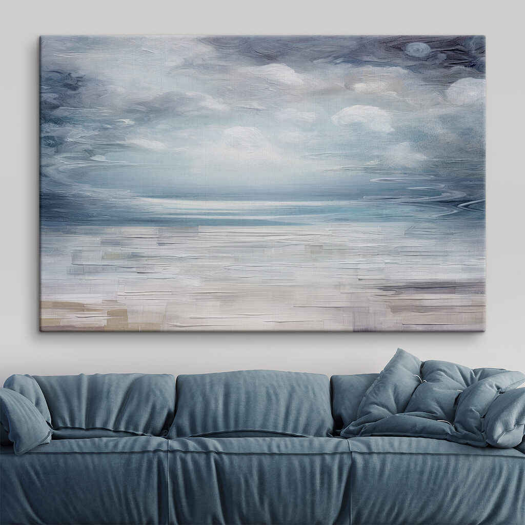 Cielo azul y mar en un interior