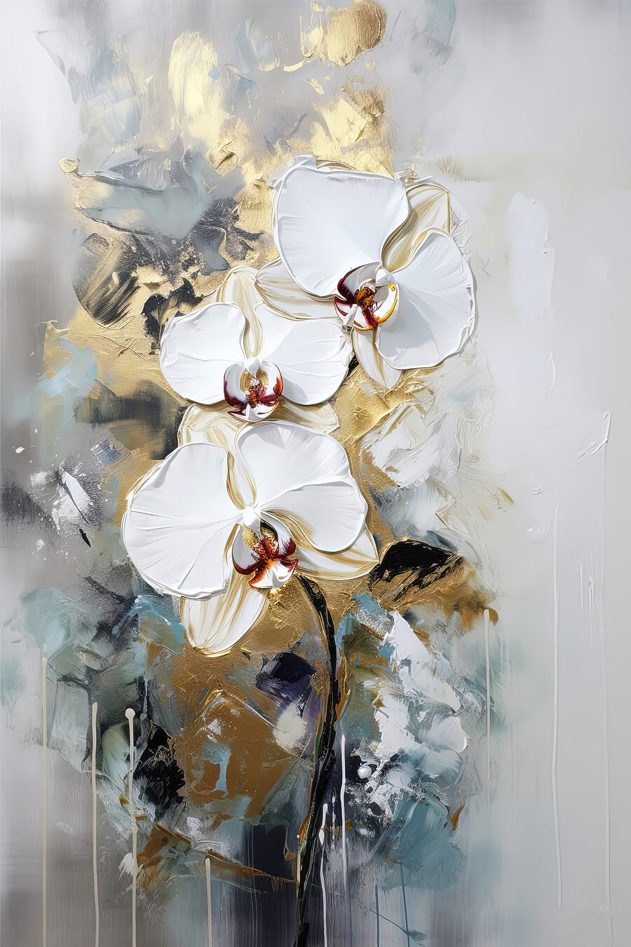 Orquídeas entre trazos grises — diseño completo