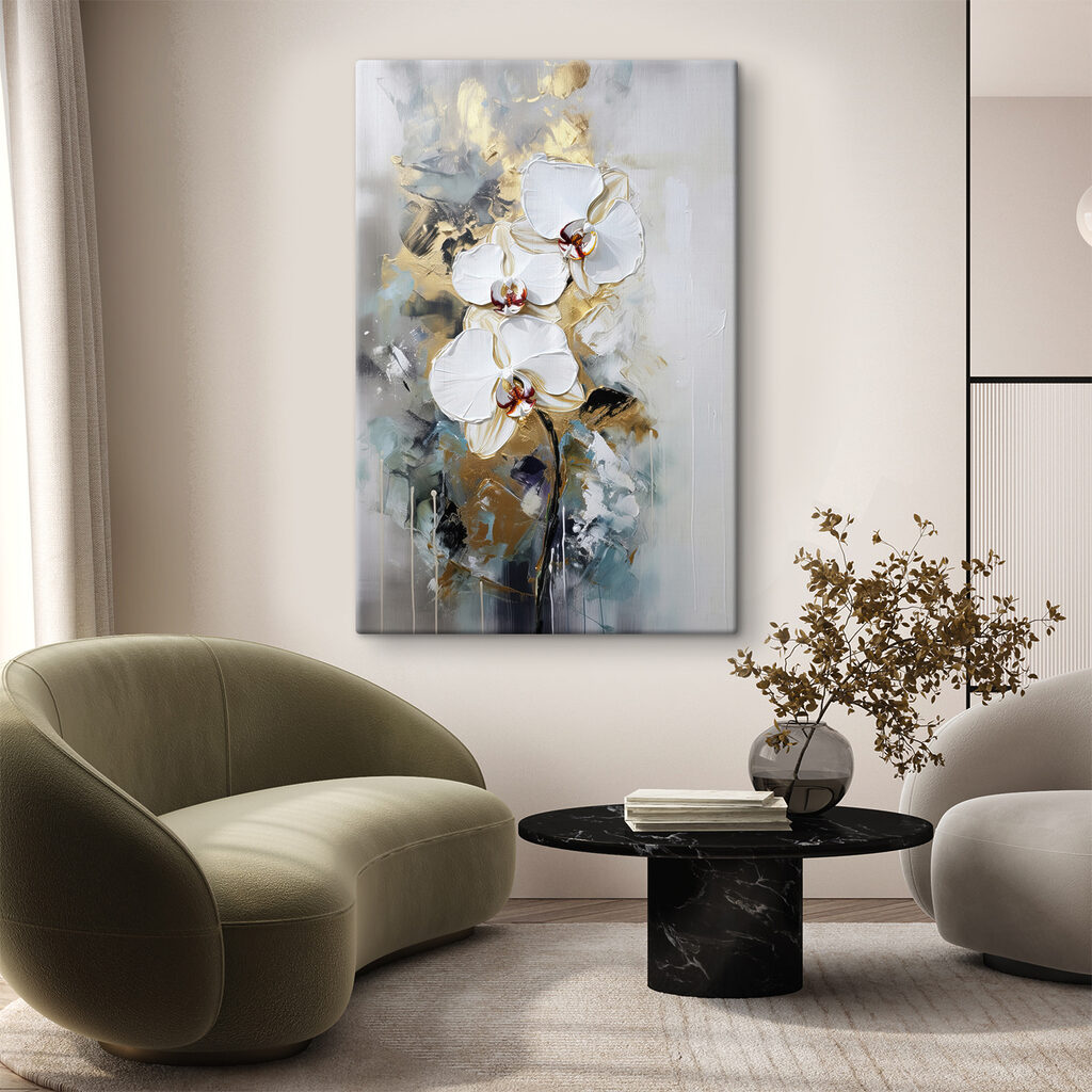 Orquídeas entre trazos grises — interior 2