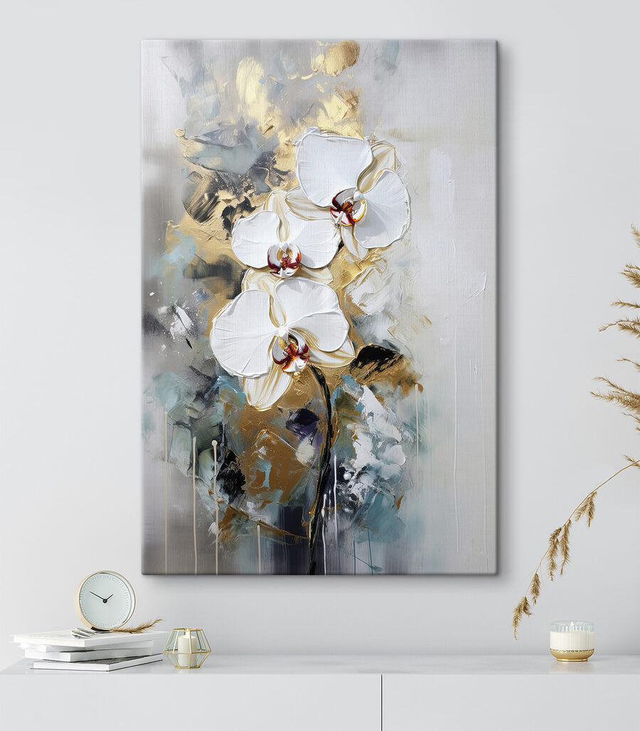 Orquídeas entre trazos grises — interior 1