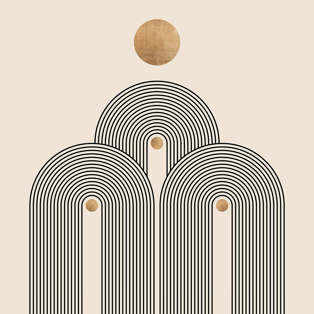 Arcos bajo sol dorado — diseño completo