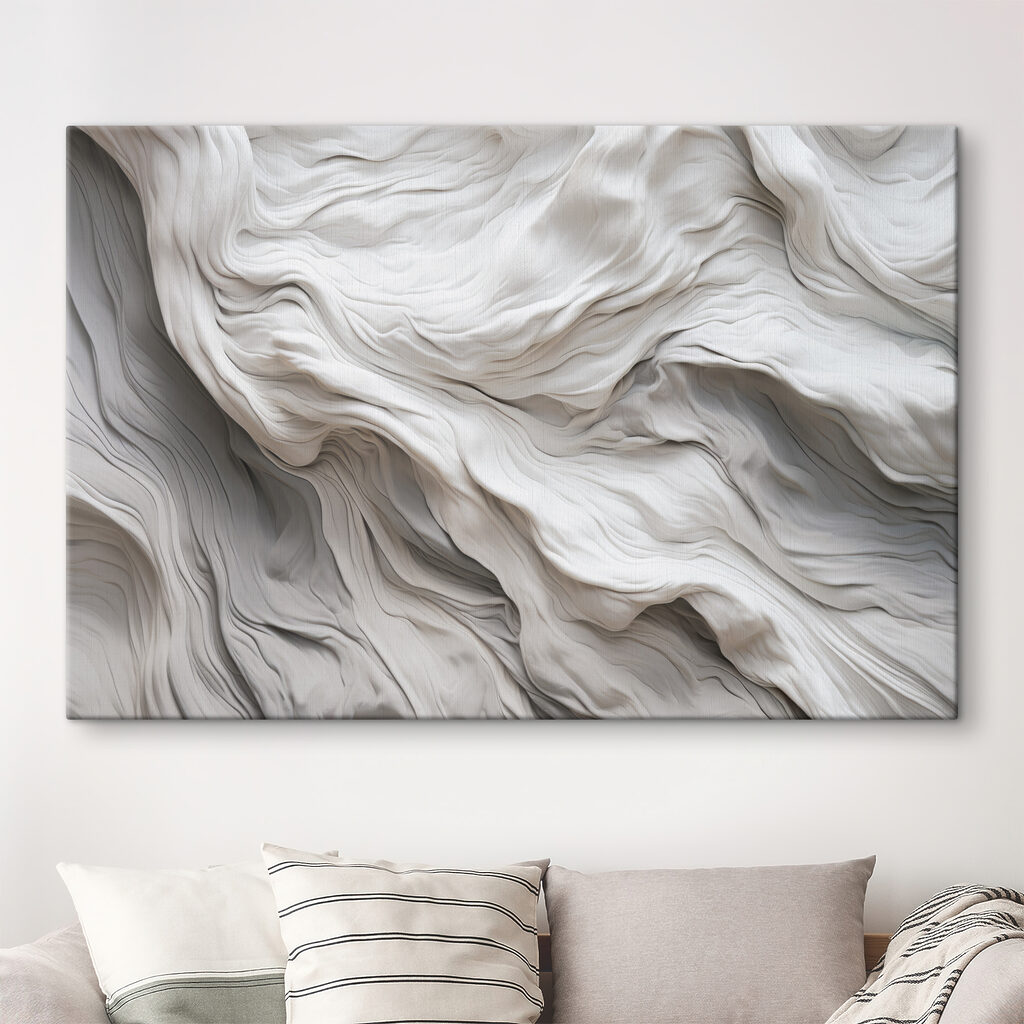 Olas blancas en pliegues en un interior