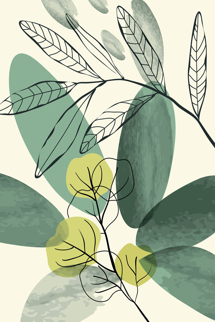 Hojas verdes en contorno — diseño completo