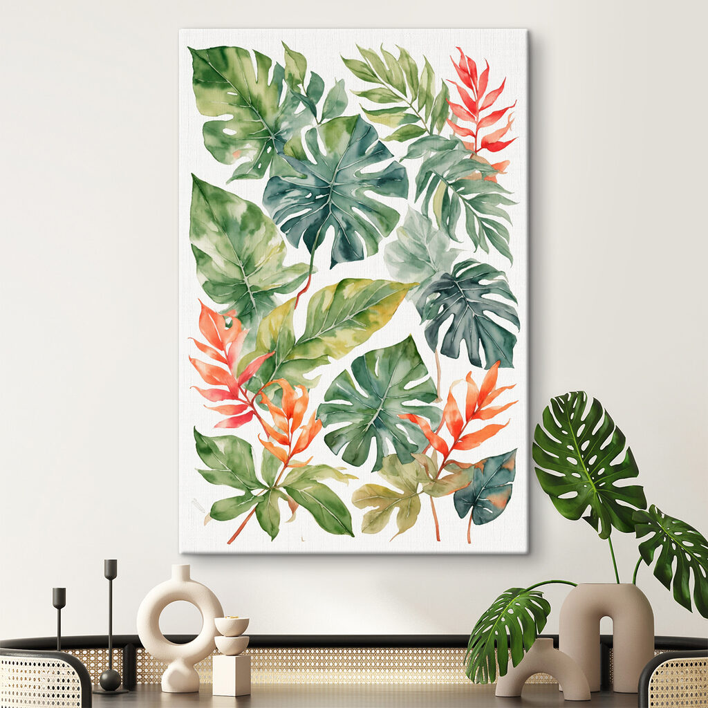 Ramas tropicales sobre blanco — interior 1