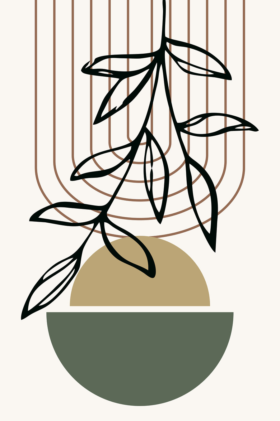 Hoja colgante sobre curvas — diseño completo