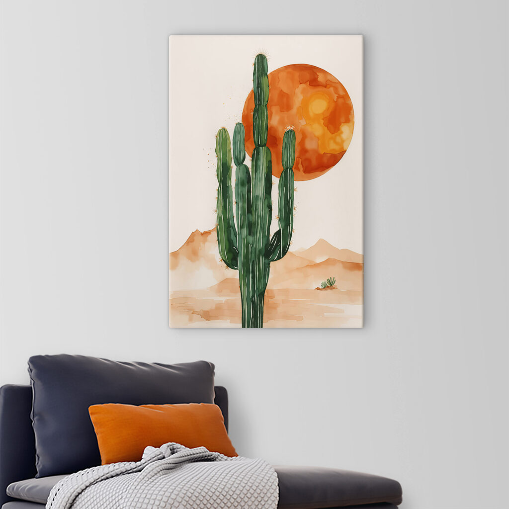 Cactus con sol naranja — interior 2