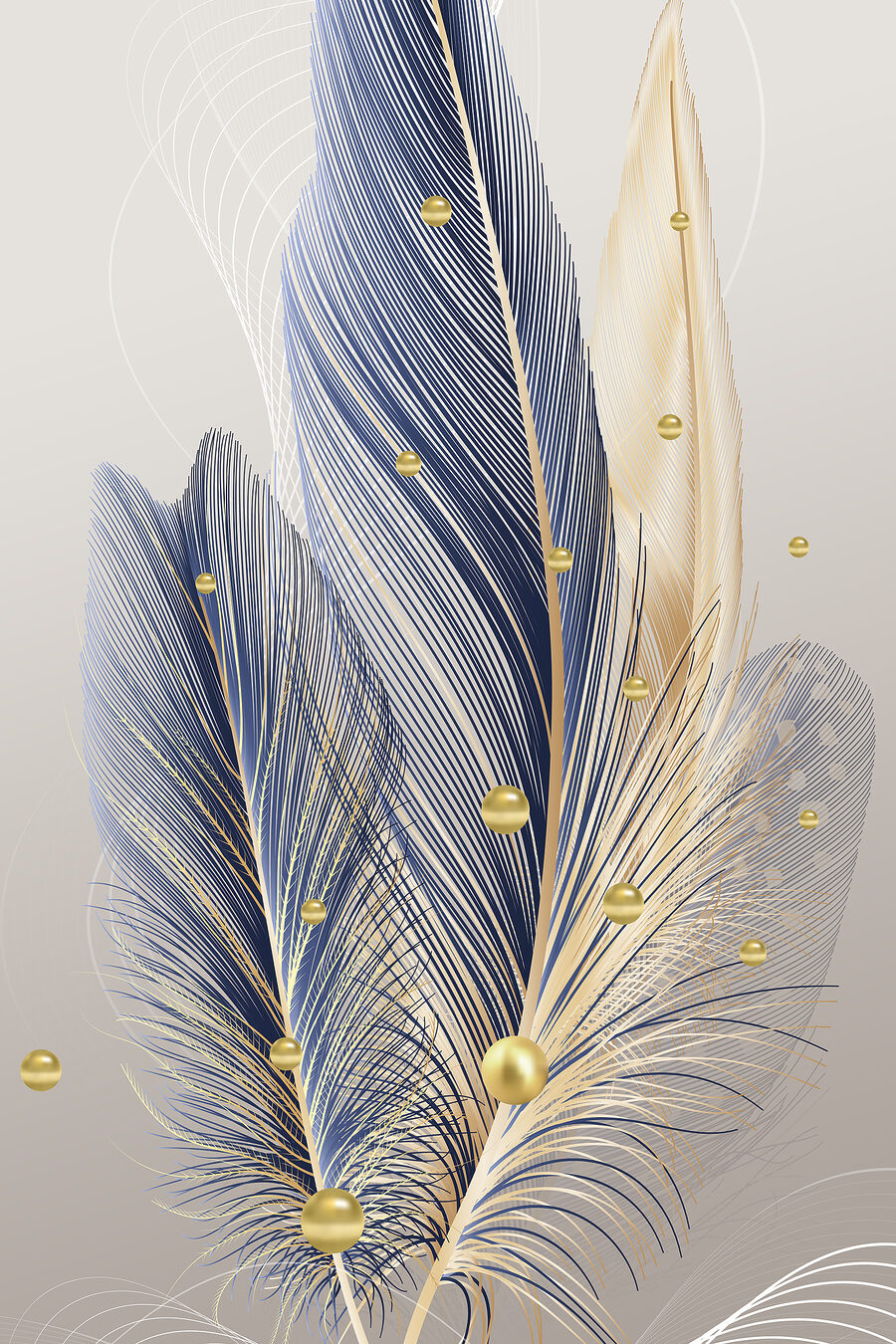Plumas con destellos — diseño completo