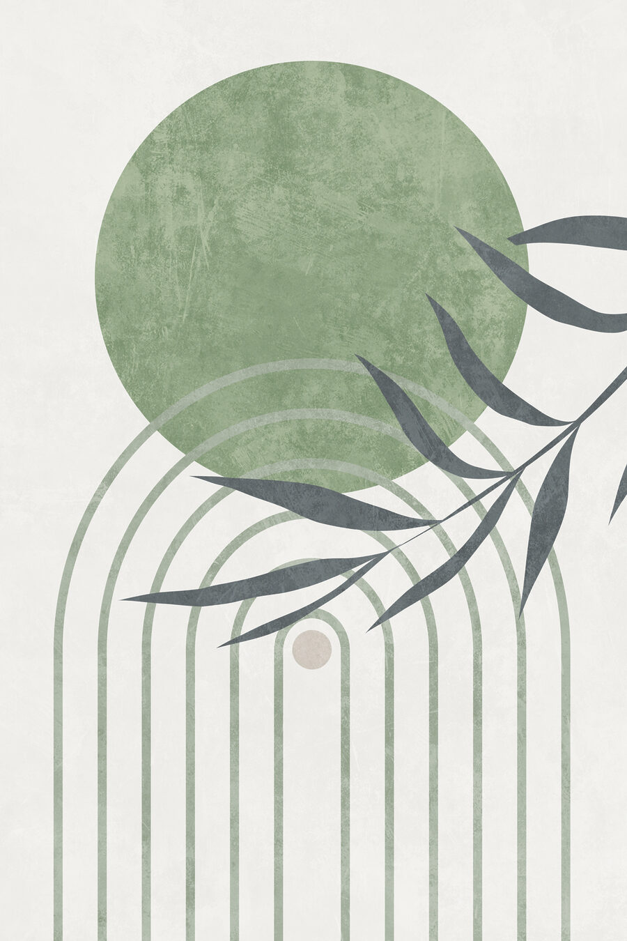 Círculo verde sobre arcos — diseño completo