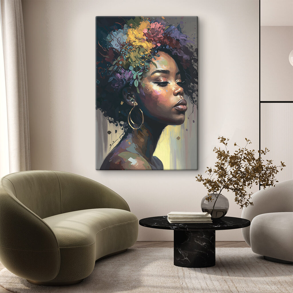 Cabello de flores en un interior