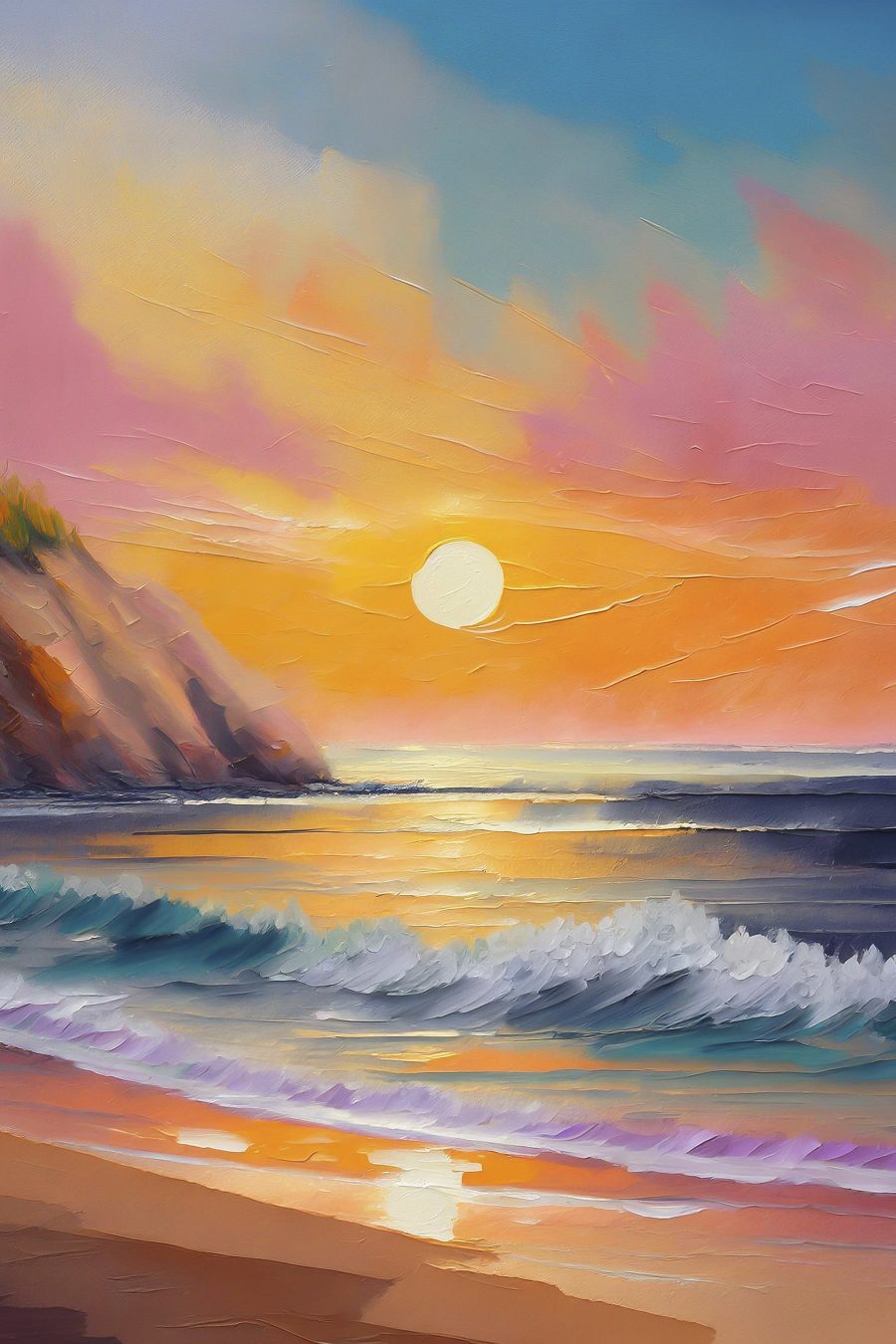 Olas del atardecer — diseño completo