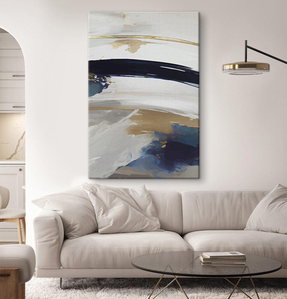 Arco azul sobre pintura — interior 2