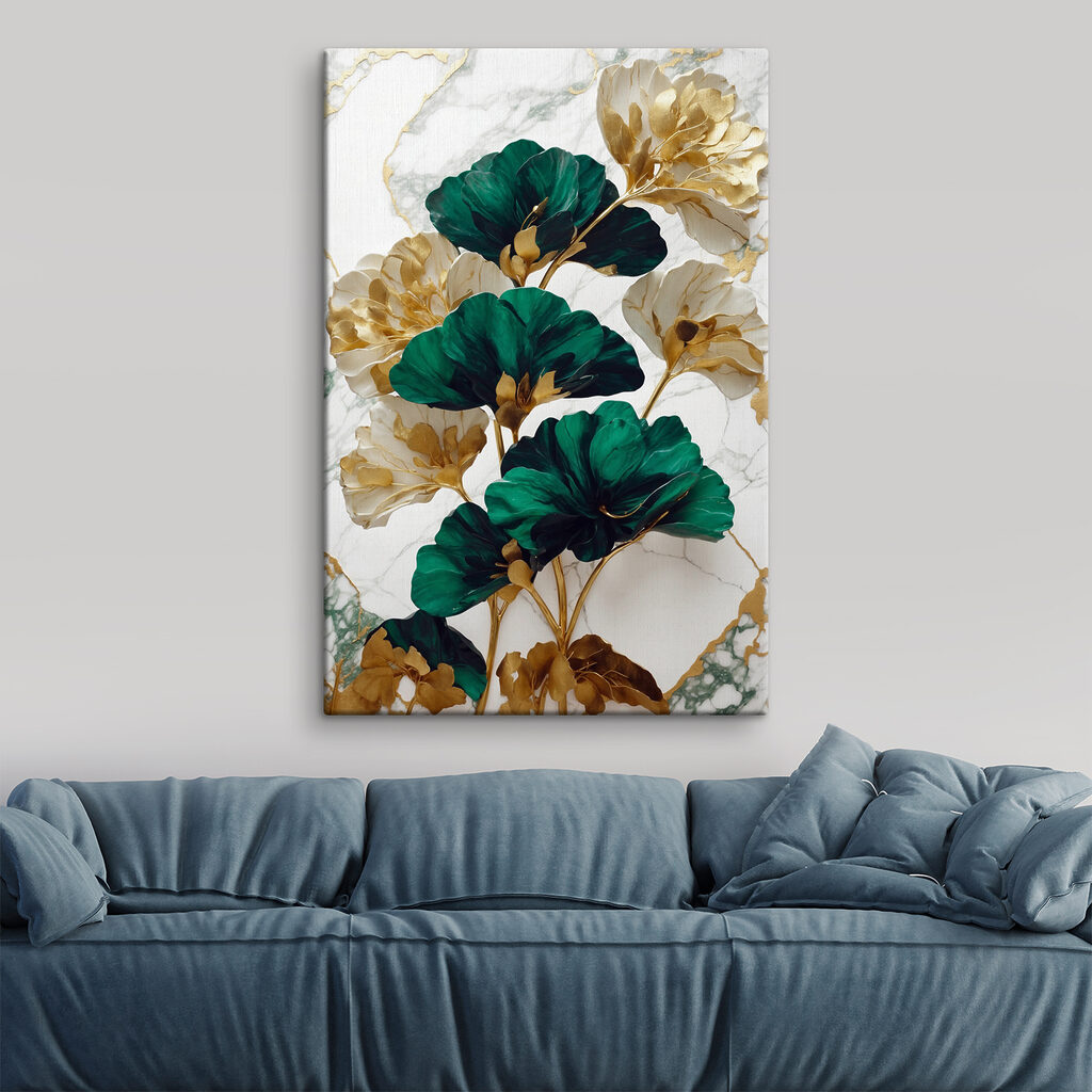 Flores verdes con oro — interior 2