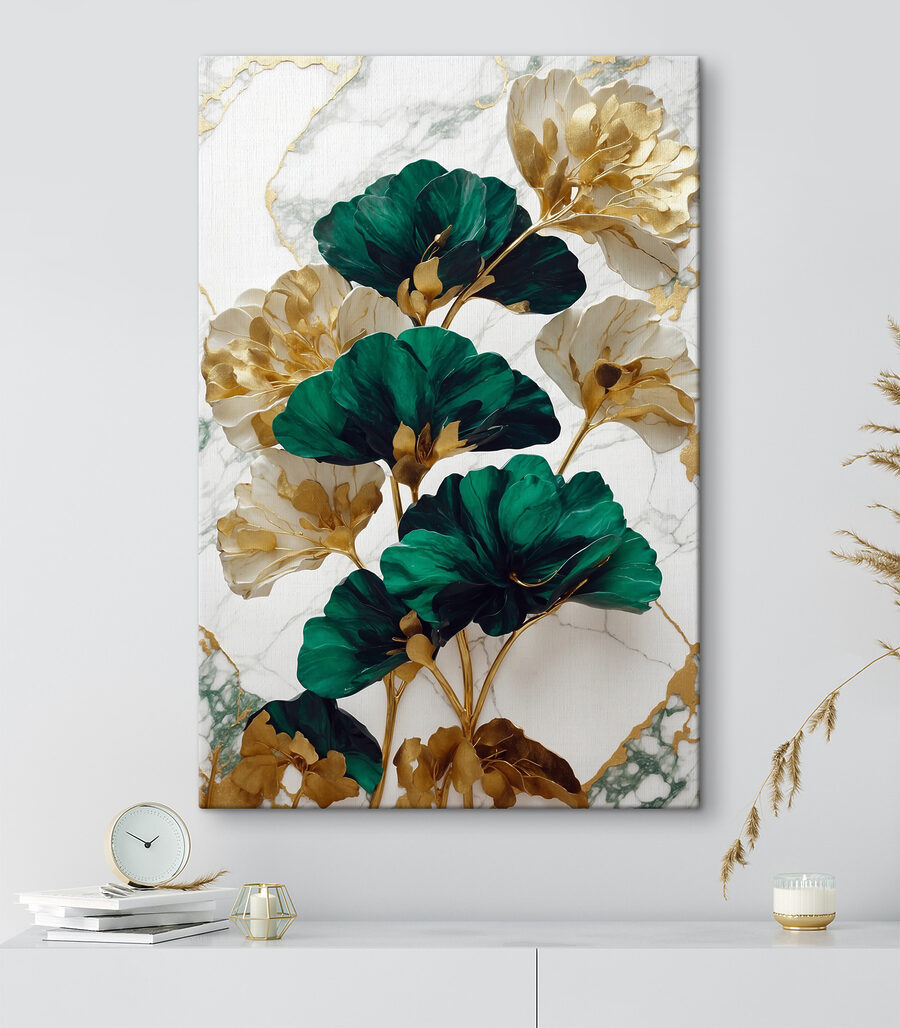 Flores verdes con oro — interior 1