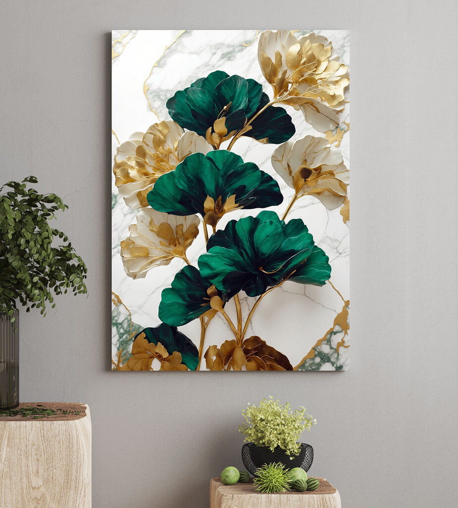 Flores verdes con oro — interior 3
