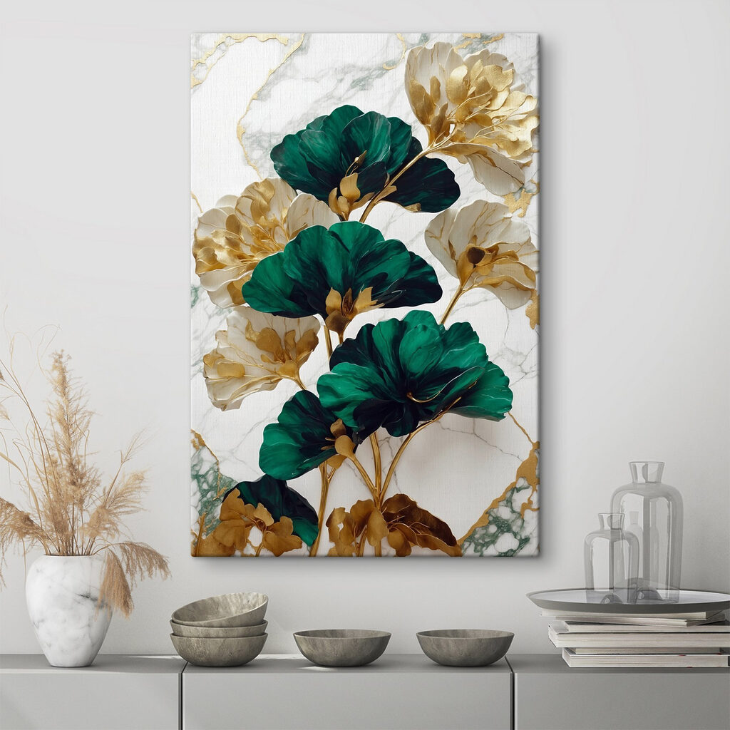 Flores verdes con oro — interior 4