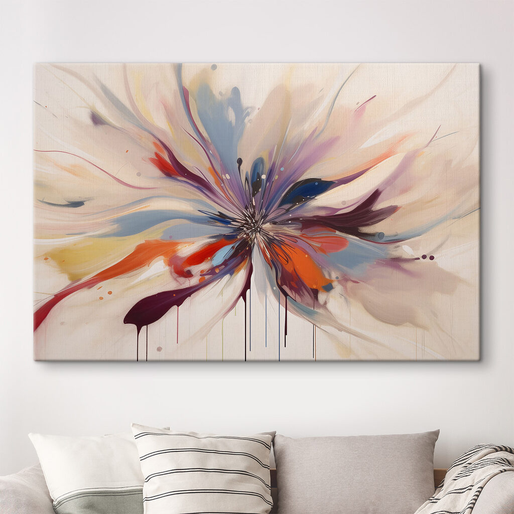 Una floración de pintura en un interior