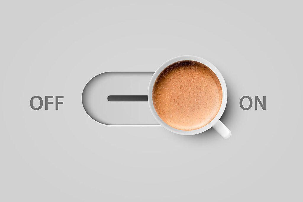 Café al encender — diseño completo