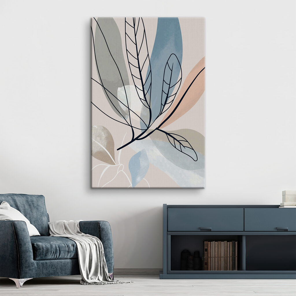Hojas finas sobre azul — interior 2