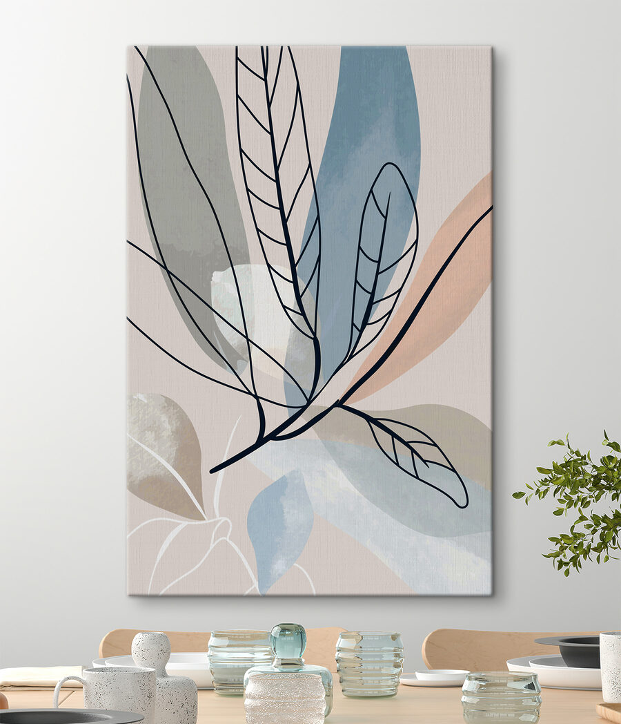 Hojas finas sobre azul — interior 1
