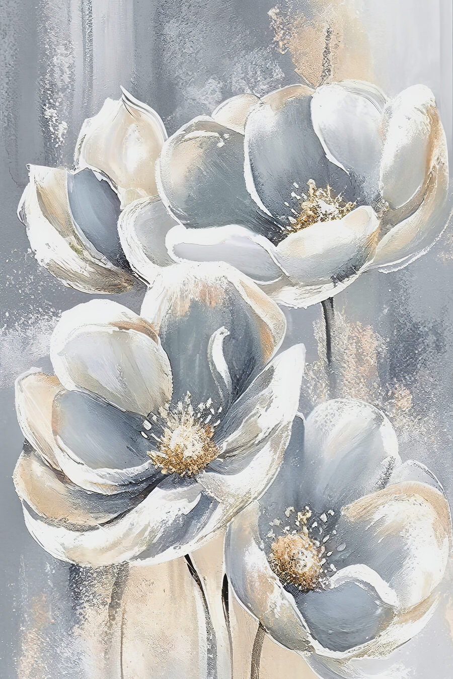 Flores blancas azuladas — diseño completo
