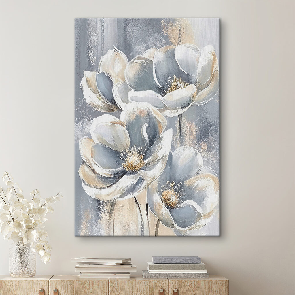 Flores blancas azuladas — interior 1