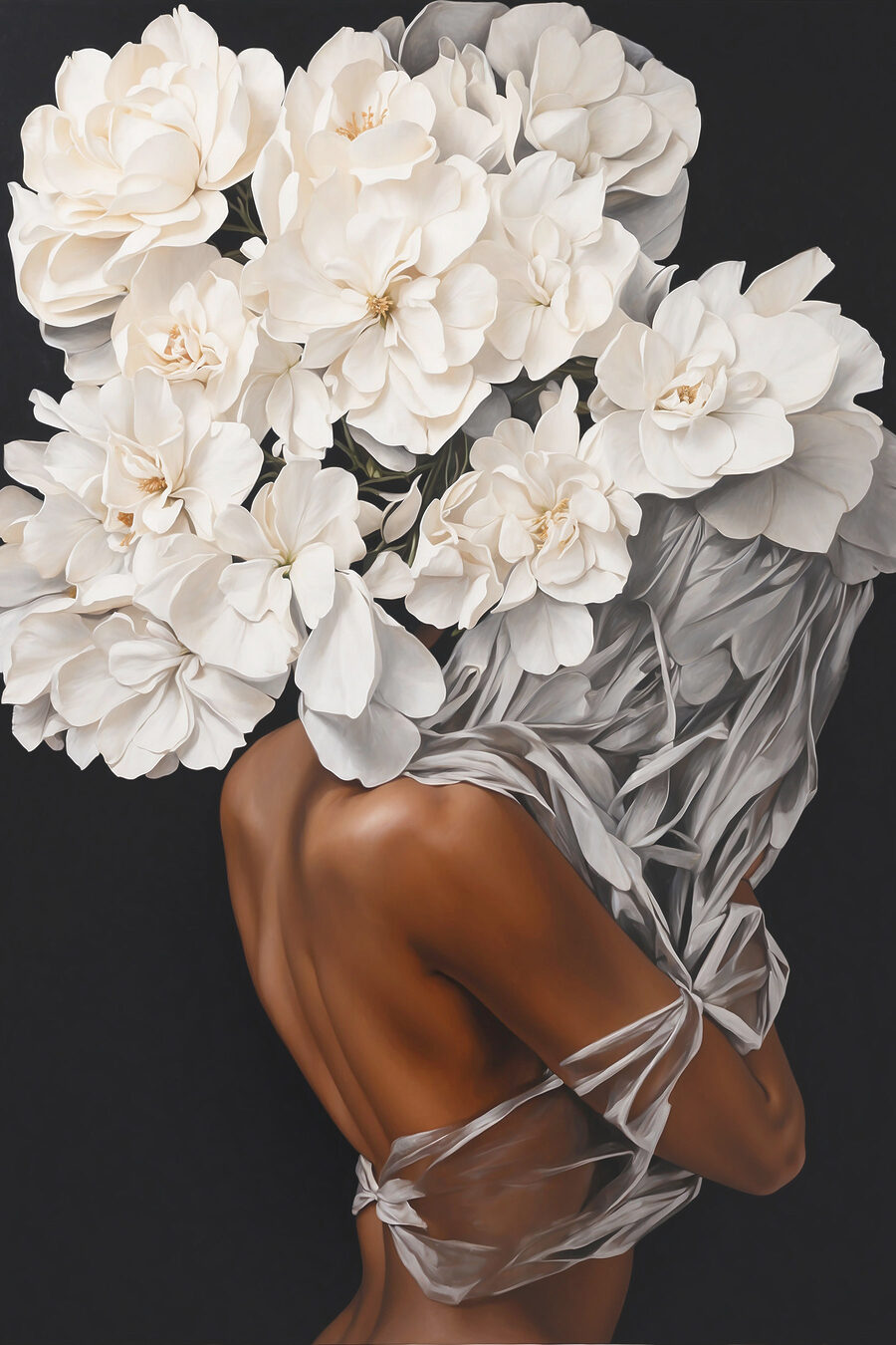 Corona blanca de flores — diseño completo