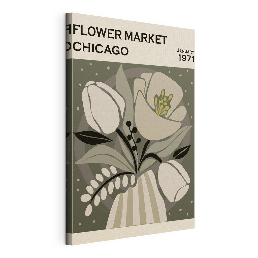 Mercado de flores Chicago, lienzo tensado con el borde envolvente
