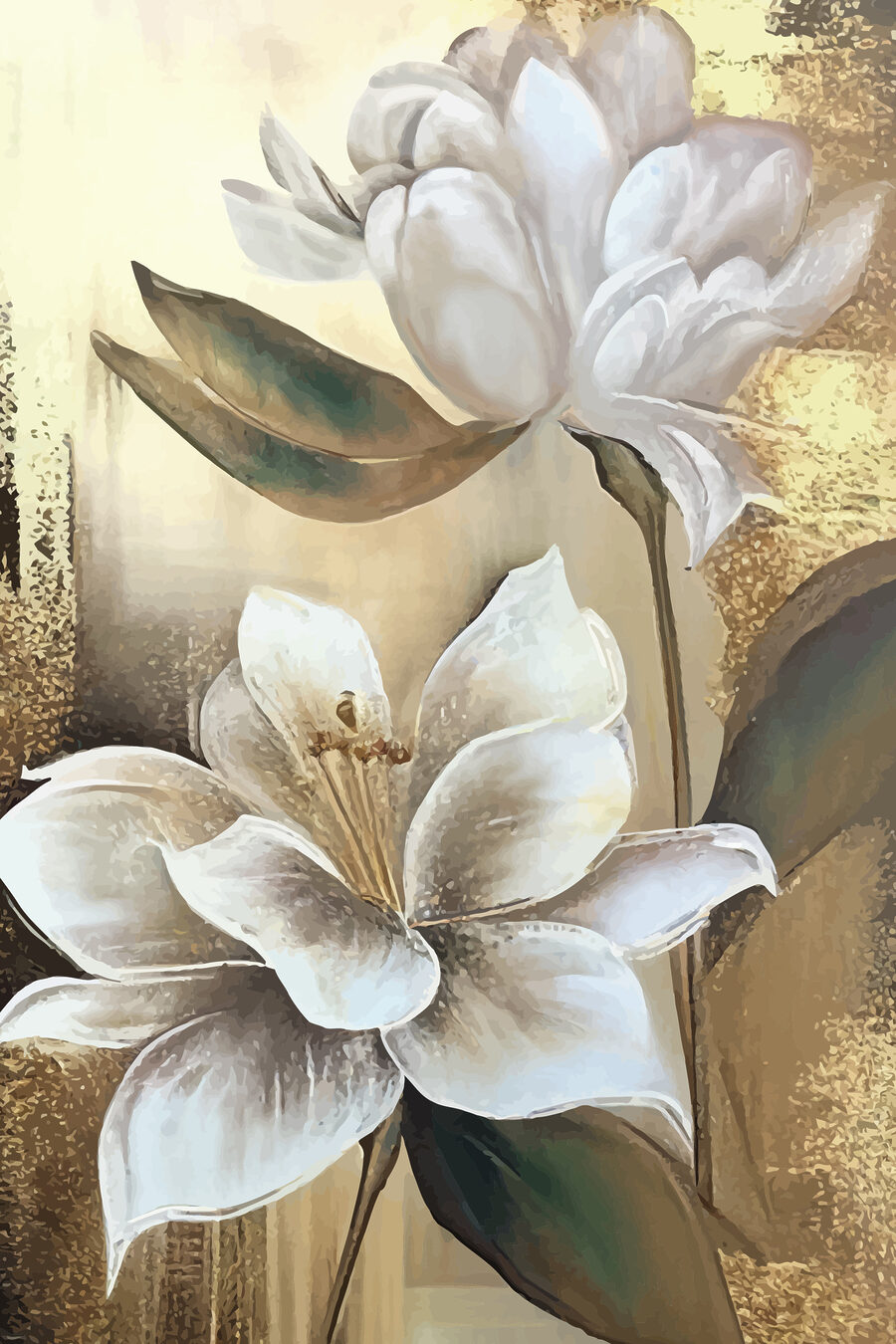 Flor contra brillo cálido — diseño completo