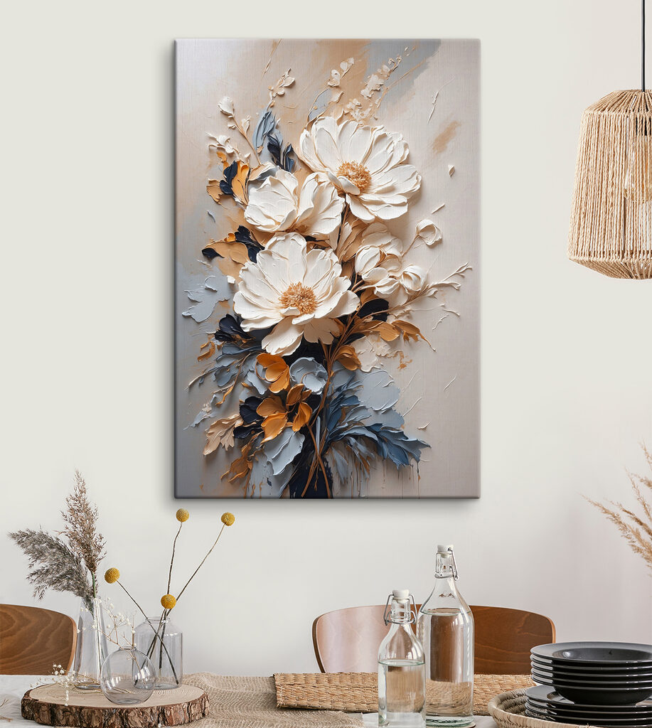 Flores en trazos quebrados en un interior