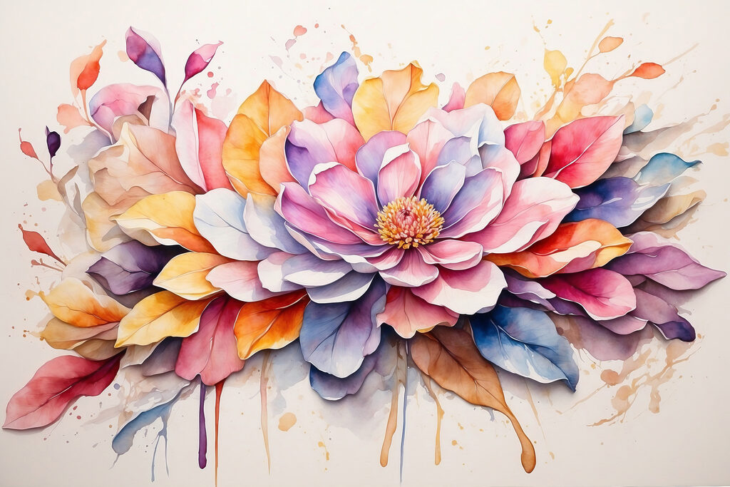 Flor en acuarela suave — diseño completo