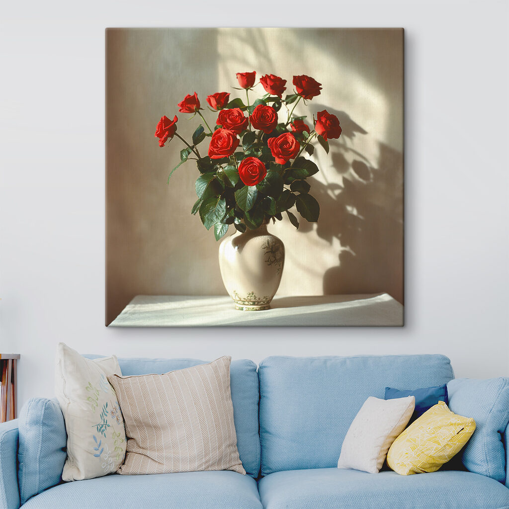 Rosas rojas, luz lateral — interior 1