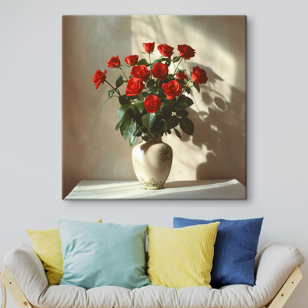 Rosas rojas, luz lateral — interior 2