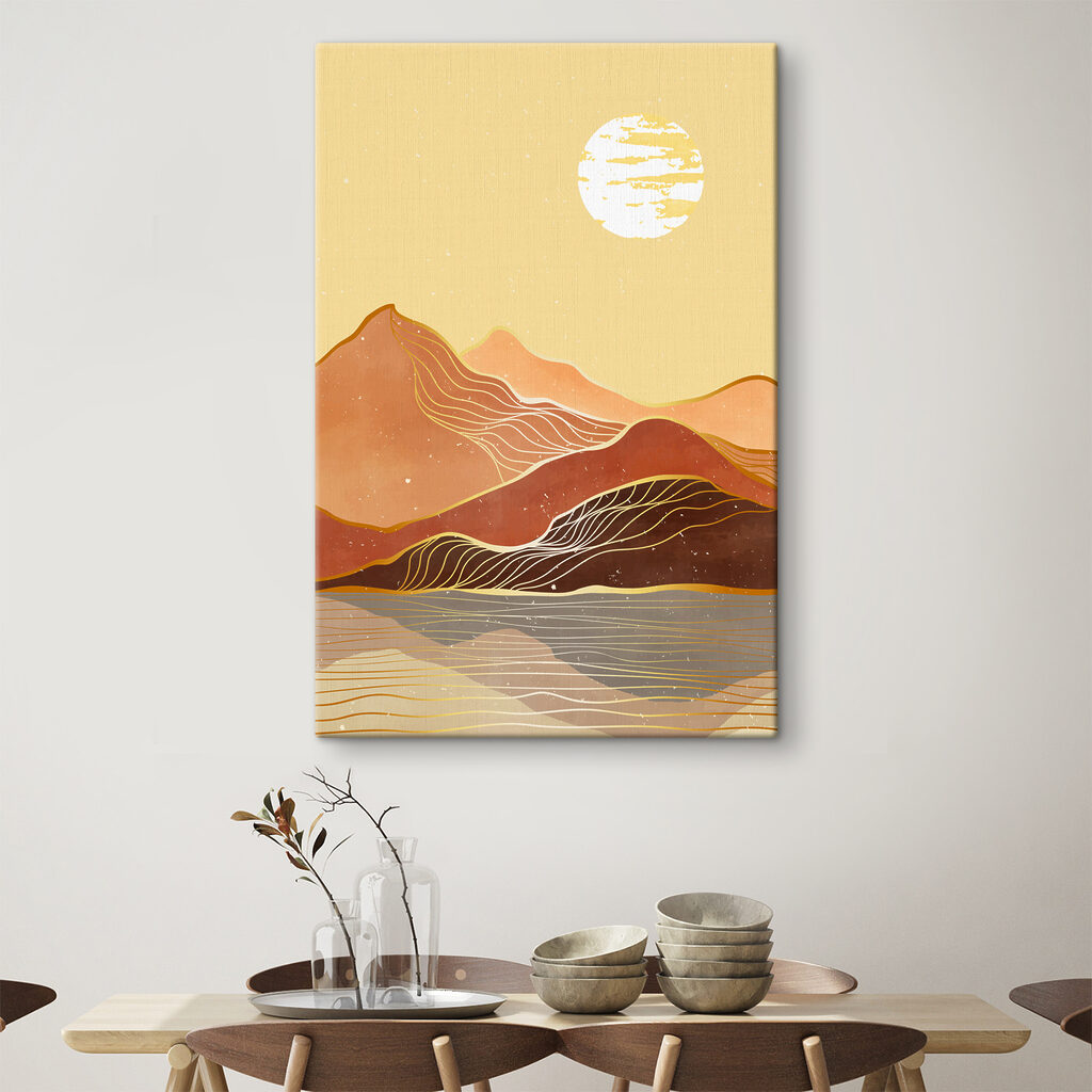 Sol sobre montañas naranjas — interior 1