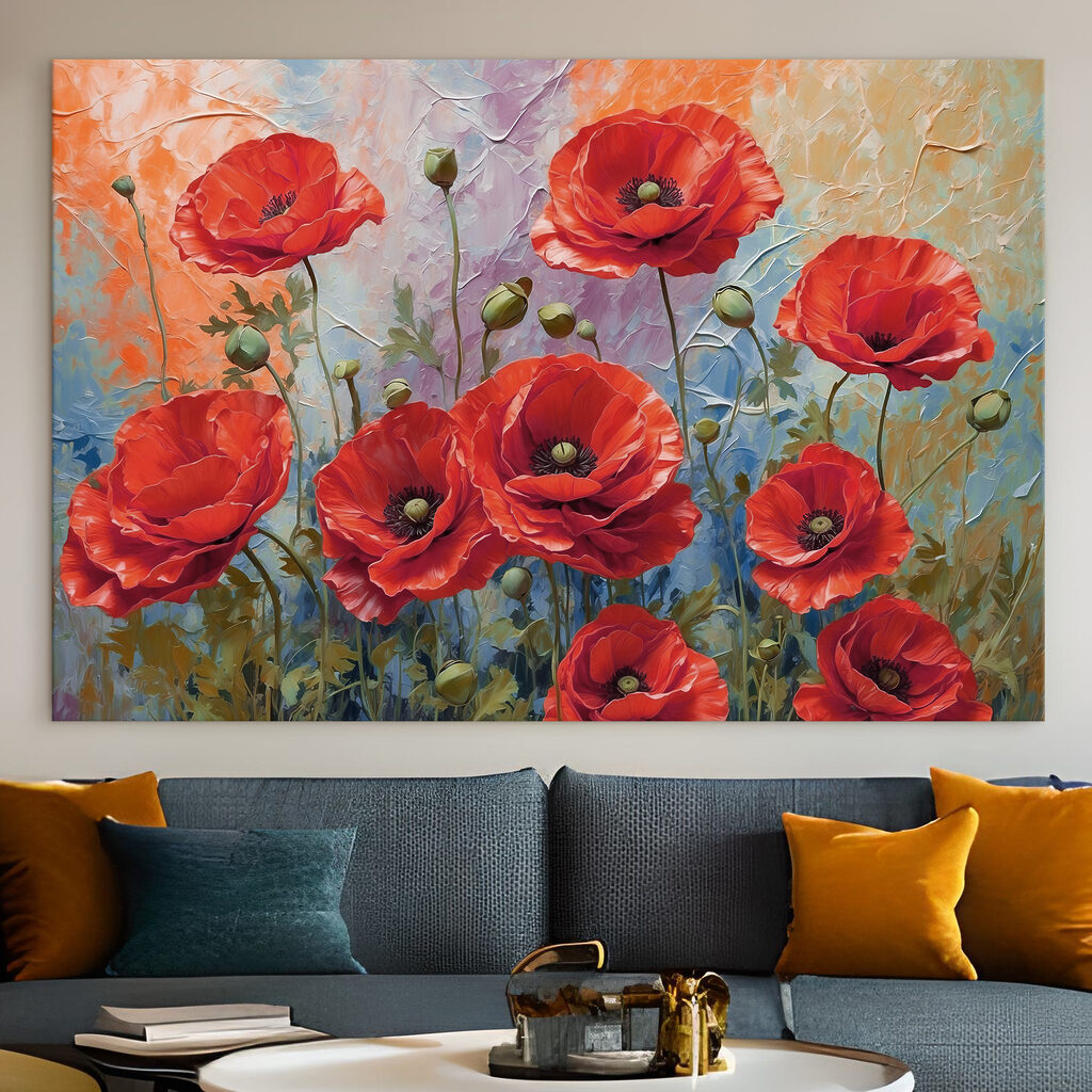 Amapolas rojas sobre azul — interior 2