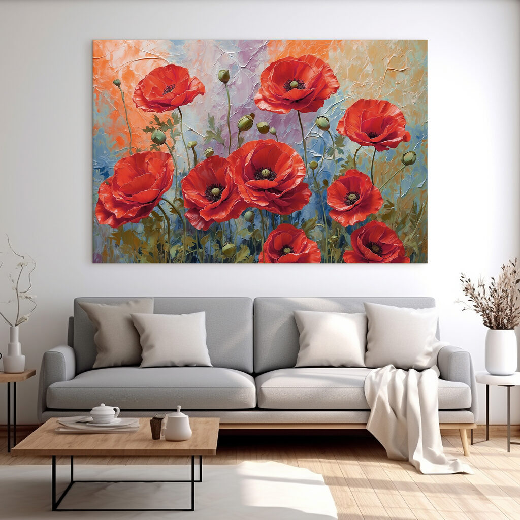 Amapolas rojas sobre azul — interior 1
