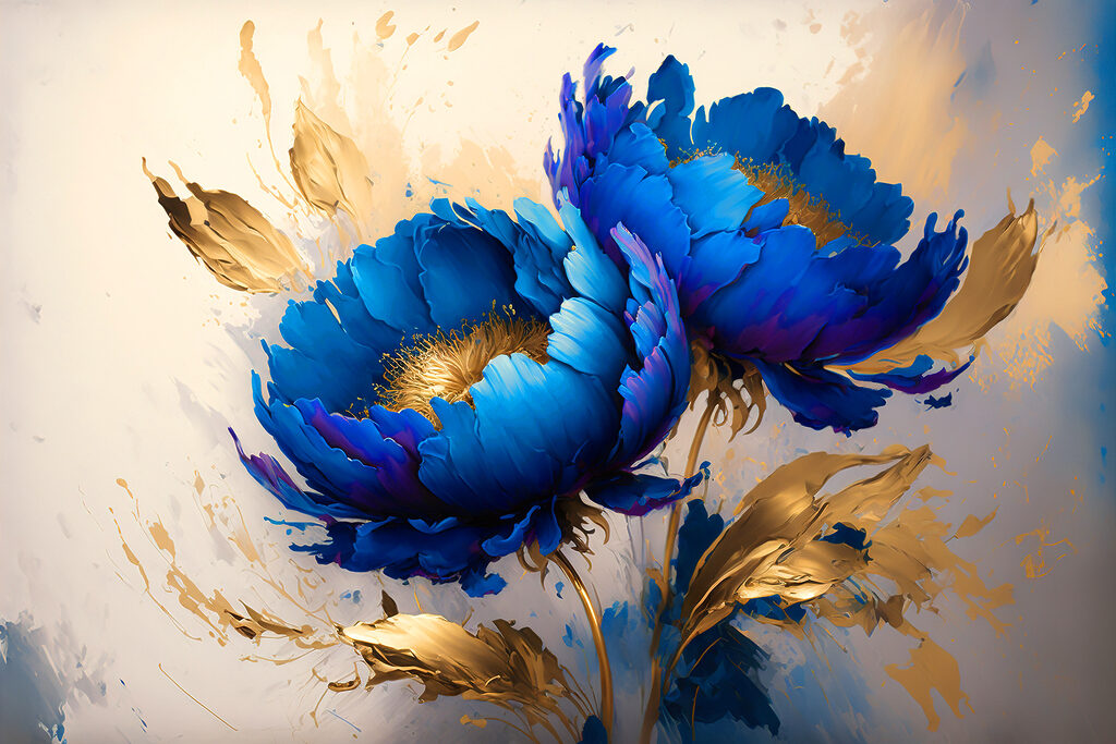 Dos flores azul cobalto — diseño completo