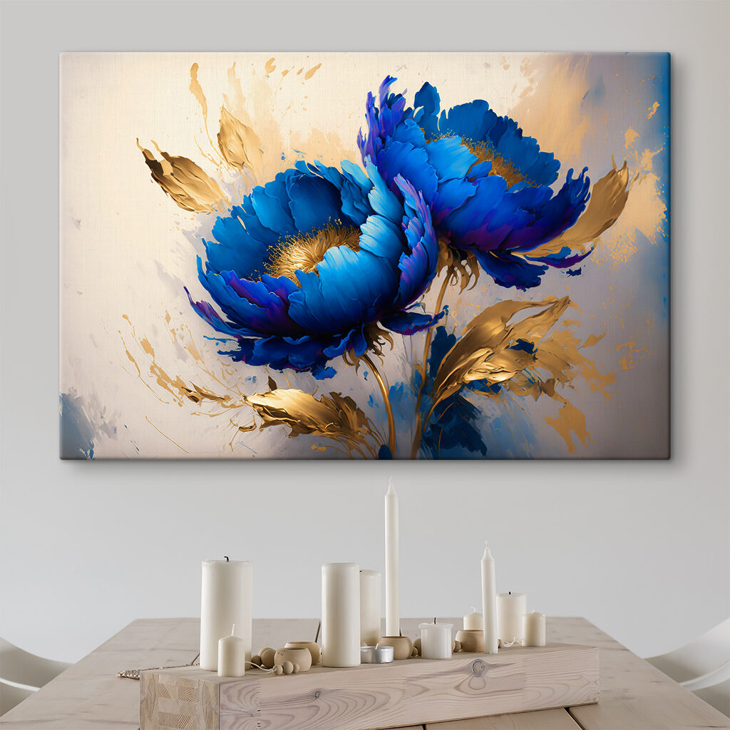 Dos flores azul cobalto — interior 3