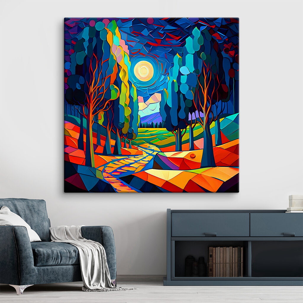 Camino entre colores en un interior
