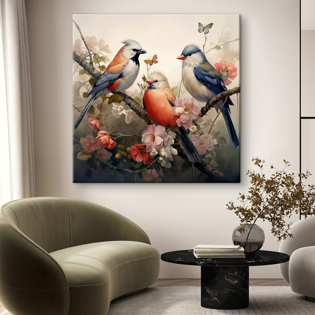 Tres pájaros en primavera — interior 1