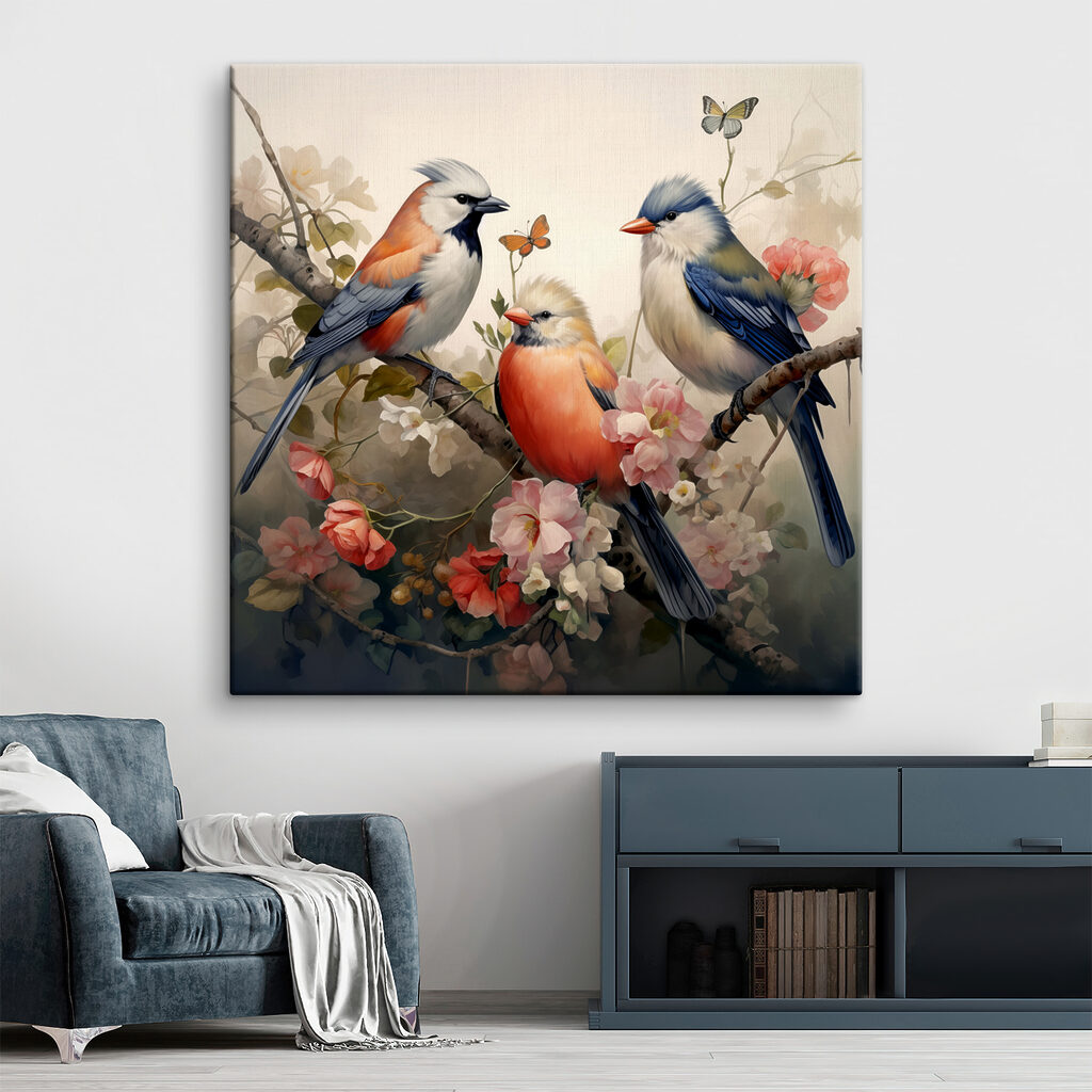 Tres pájaros en primavera — interior 2