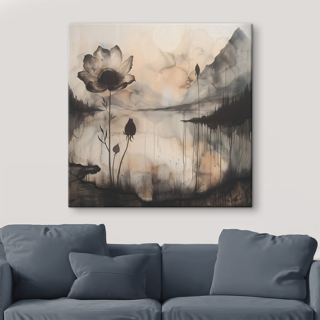 Flores y lago brumoso — interior 2