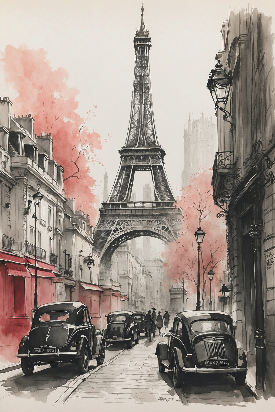 Torre Eiffel al fondo — diseño completo