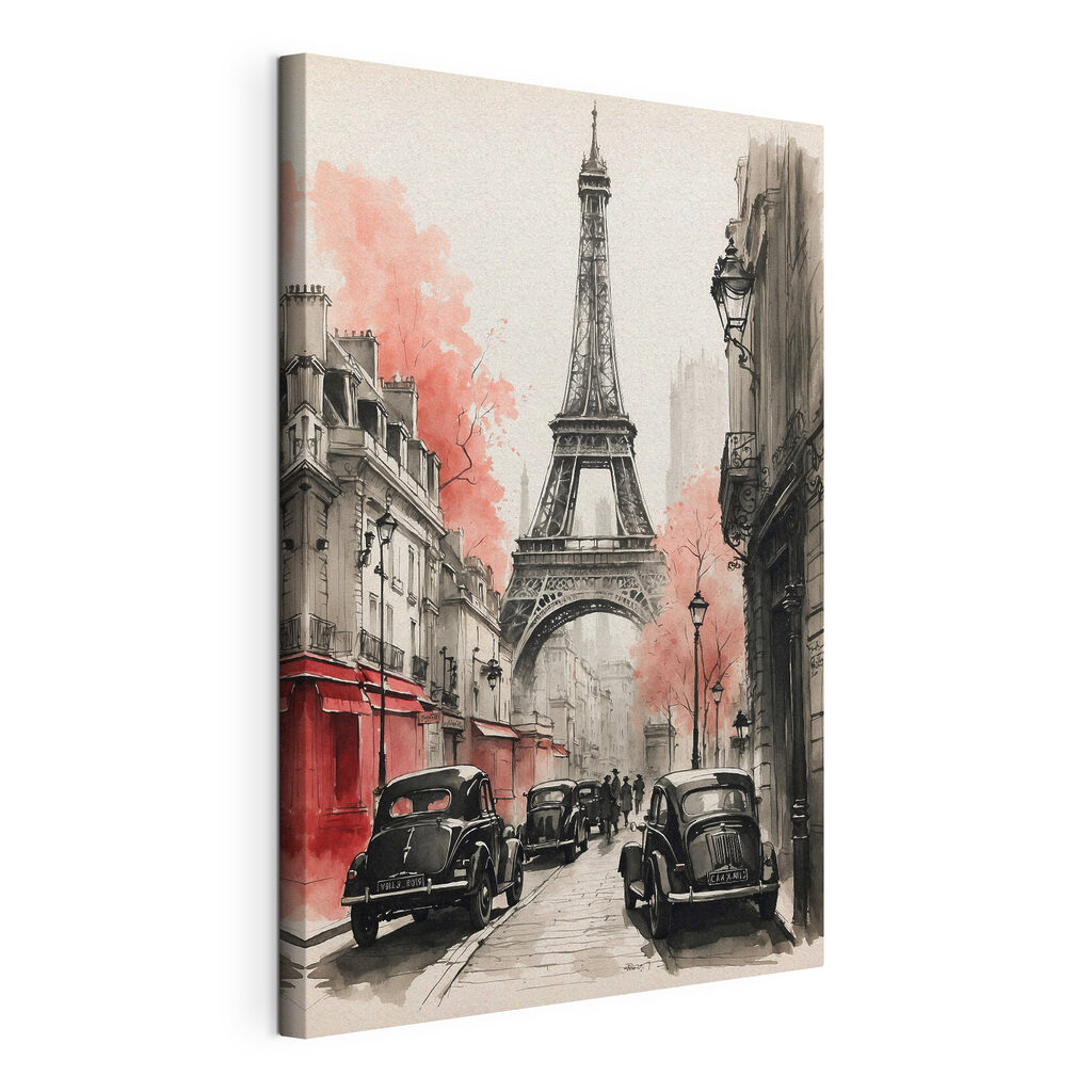 Torre Eiffel al fondo, lienzo tensado con el borde envolvente