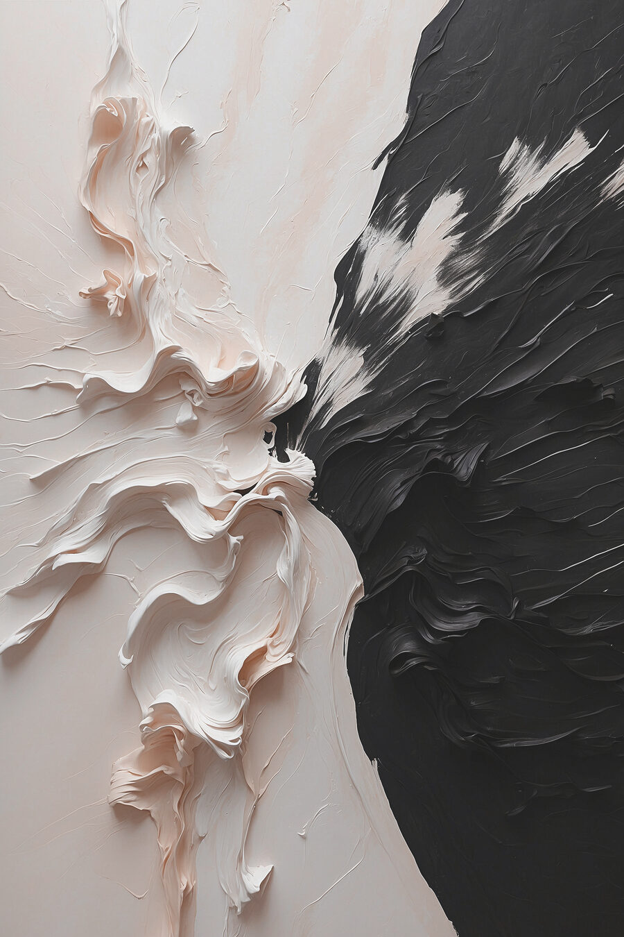 Pétalos sobre negro — diseño completo
